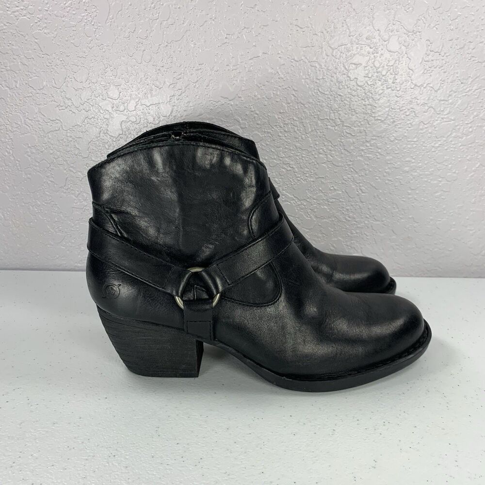 NWT Born Carmel Harness Ankle Boots Women’s 10 Black Leather - Picture 2 of 10